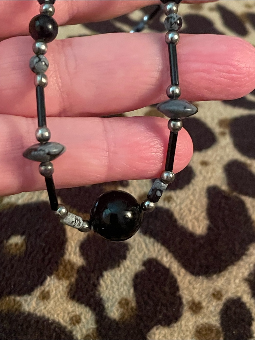 Black Beaded Necklace and Hoop Earring Set 20” with ext 23” - Picture 3 of 5
